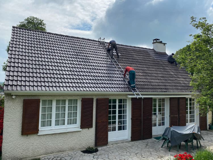 Nettoyage de toiture au brossage manuel dans l'Essonne